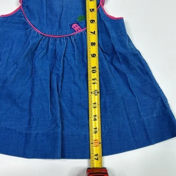 Vintage Hartstrings Blue Corduroy Jumper Dress Size 2T - Picture 3 of 7